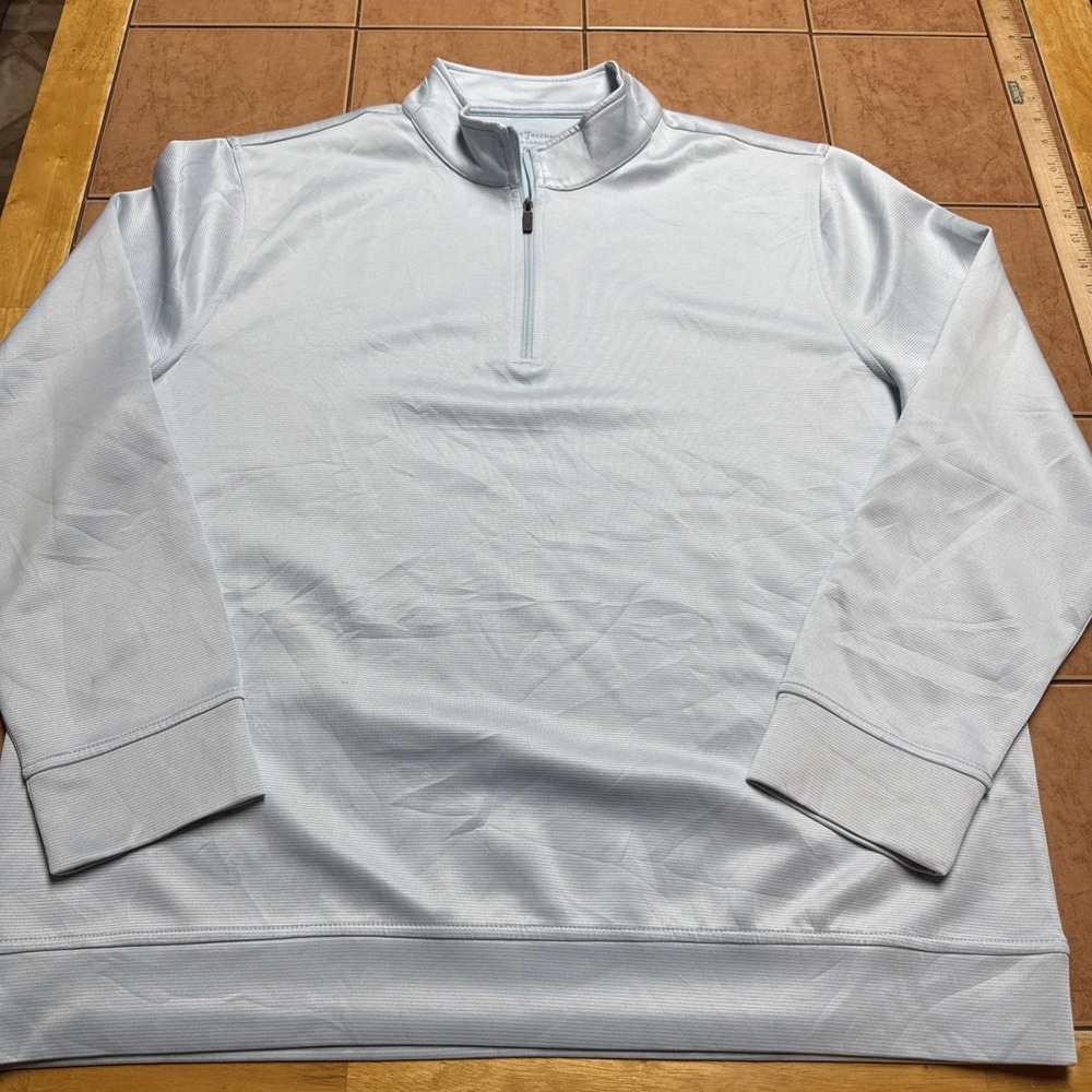 Hickey Freeman 1/4 Zip Golf Pullover‎ Shirt Mens Sz XL Blue Striped Performance